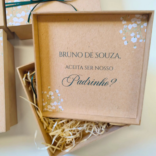 Caixa em MDF artesanato madeira crua cru 4 Divisões 20x20x5