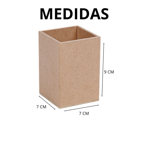 Porta lápis em MDF madeira crua 7x7x9