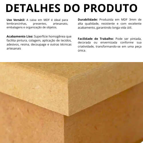 Caixa de MDF artesanato madeira crua tipo sapato 15x10x6