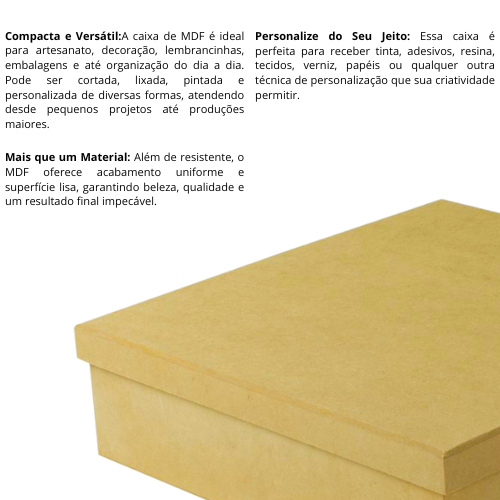 Caixa de MDF cru madeira 20 x 15 x 8 tipo sapato