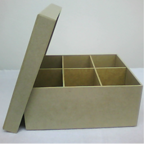 Caixa de MDF crua Cha Alta c6 Divisões Tampa Solta 8.5-Ax18.5-Lx22-C