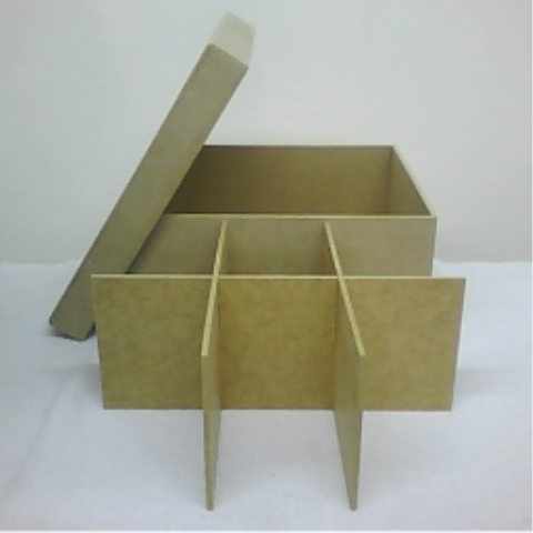 Caixa de MDF crua Cha Alta c6 Divisões Tampa Solta 8.5-Ax18.5-Lx22-C