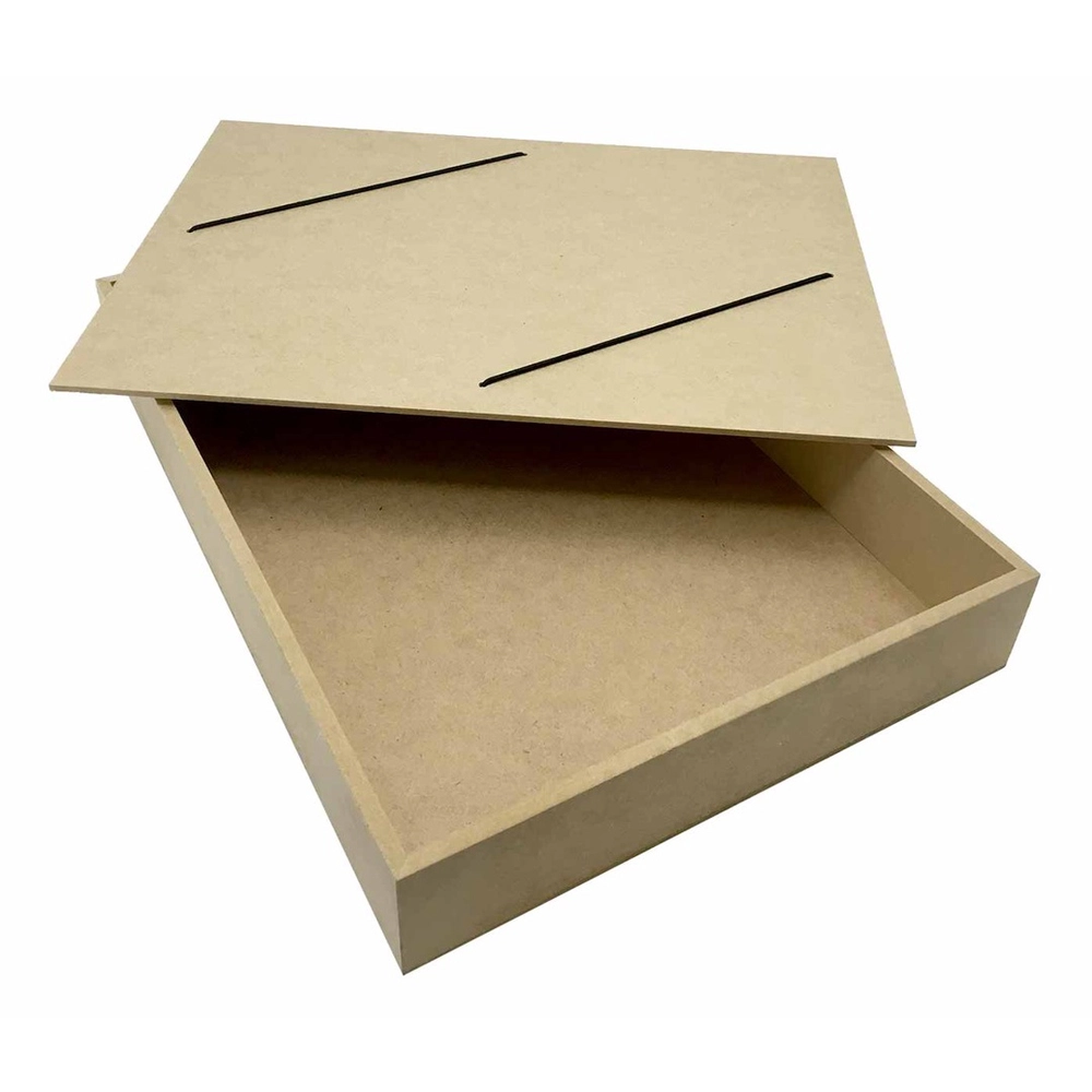 Caixa em MDF cru com Elástico tipo para documentos 36x26x5,5 cm